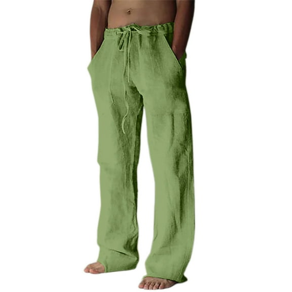 JTieacloth Mens Casual Pants Male Casual Parrot Soild Color Trouser Full Length Pocket Drawstring Pant Trouser Green