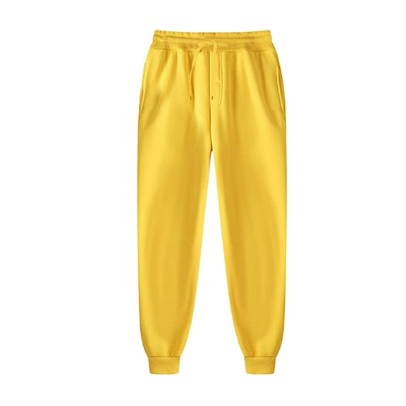 JTieacloth Mens Casual Pants Men And Women Autumn And Winter Leisure Solid Color Pants Trousers Yellow