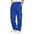 thumbnail image 1 of JTieacloth Mens Casual Pants Men's Casual Pants Comfortable Solid Color Utility Joggers With Multiple Pockets For Outdoor Work And Daily Wear Blue, 1 of 5