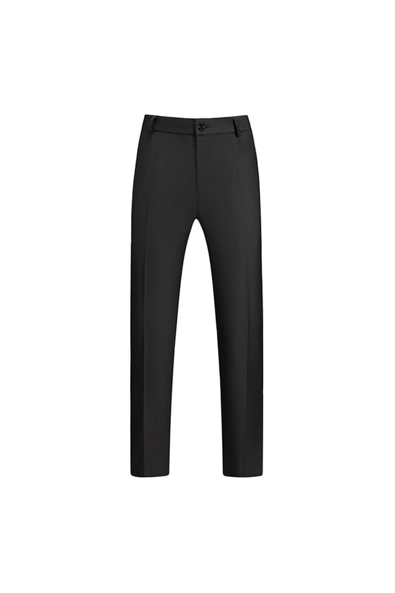 Mens Casual Pants Men's Classic Veneer Crease Flat Head Chinos Mature Men's Straight Leg Pants Black