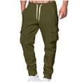 thumbnail image 1 of JTieacloth Mens Casual Pants Solid Color Casual Trousers With Side Pockets Comfortable Flat Front Design For Everyday Wear Green, 1 of 5