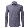 thumbnail image 1 of JTieacloth Mens Casual Shirts Men's Solid Color Long Sleeved Shirt Casual Fashion Business Men's Shirt Jacket(Gray,L), 1 of 6