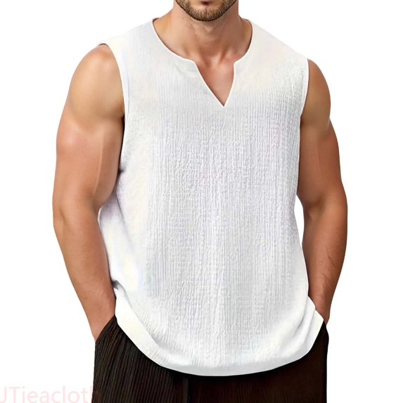 JTieacloth Mens Casual Tank Tops Men's Slim Fit Tank Top With Zipper Detail Comfortable Stretchable Sleeveless Shirt For Gym Workout And Summer Wear Undershirt(White,XXL)