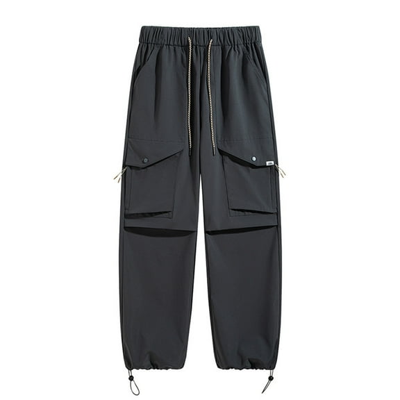 JTieacloth Mens Classic Casual Pant 2025 Men's Casual Straight Leg Japanese Workwear With Multiple Pockets And Loose Plus Size Trousers Gray