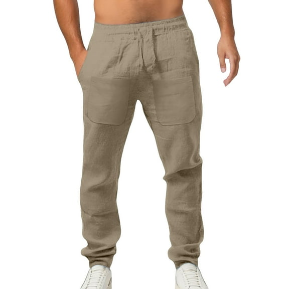 JTieacloth Mens Classic Casual Pant Men's Hop Breathable Loose Casual Sports Pants Fashion Drawstring Elastic Trousers Comfy Straight Leg Long Pants With Pockets Yellow