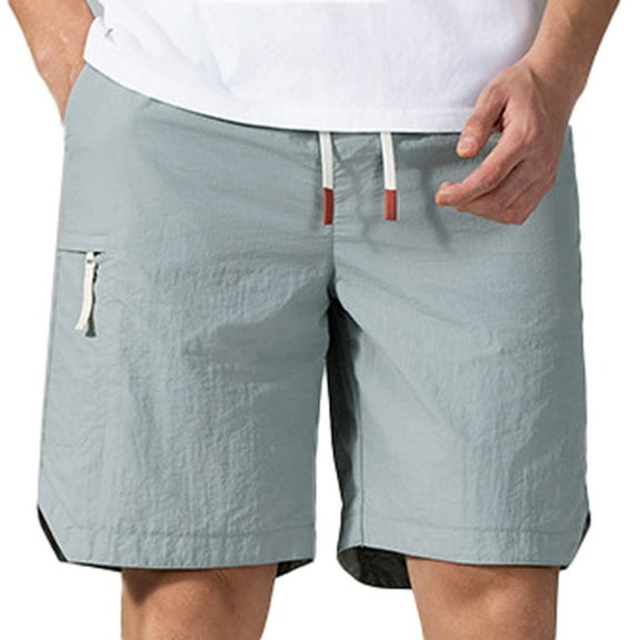 JTieacloth Mens Classic Chino Short Men's Quick Drying Loose Five Point Sports Casual Pants Men's Thin Border Ice Silk Cargo Beach Pants,Gray