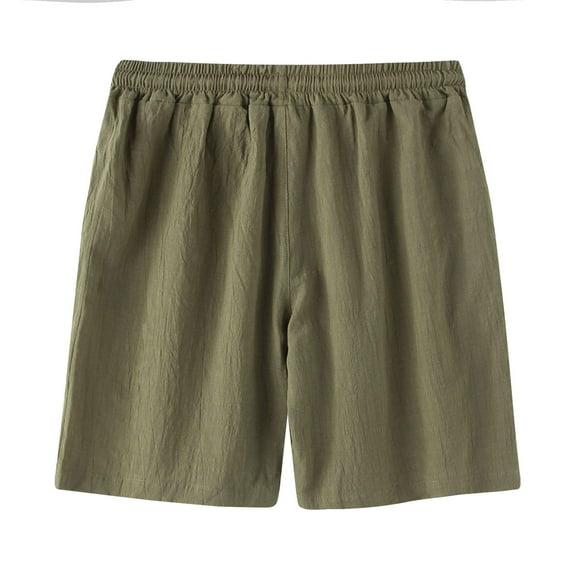 JTieacloth Mens Classic Chino Short Men's Spring Solid Color Slim Shorts Cotton And Linen Tether Pants,Green