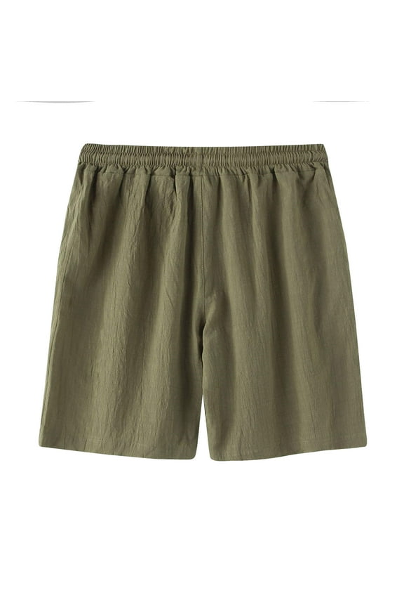 Mens Classic Chino Short Men's Spring Solid Color Slim Shorts Cotton And Linen Tether Pants,Green