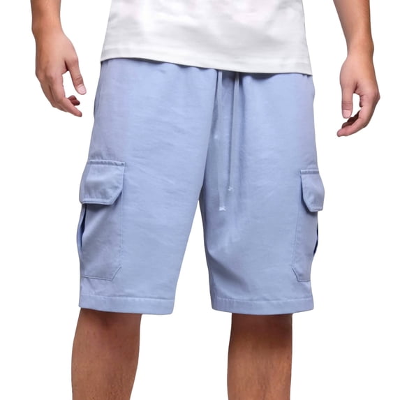 JTieacloth Mens Classic Chino Short Mens Soild Color Shorts Casual Cargo Shorts Elastic Waist Drawstring Summer Beach Shorts,Blue