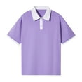 thumbnail image 1 of JTieacloth Mens Classic Shirt Men's Off Shoulder Color Shirt Pure Cotton Loose Short Sleeve Lapel T Shirt Ironing Logo Purple XXL, 1 of 3