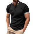 thumbnail image 1 of JTieacloth Mens Collar Shirt Men's Banded Beach Shirt Cotton Casual Button Up Short Sleeve Shirts Summer Lightwieght Business With Pocket Black XL, 1 of 6