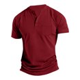 thumbnail image 1 of JTieacloth Mens Collar Shirt Men's Short Sleeve T Shirt Summer Casual Solid Holiday Shirts Tops Red S, 1 of 4