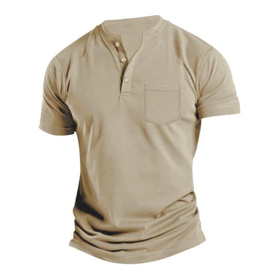 JTieacloth Mens Collar Shirt Men's Short Sleeve T Shirt Summer Casual Solid Holiday Shirts Tops Yellow L