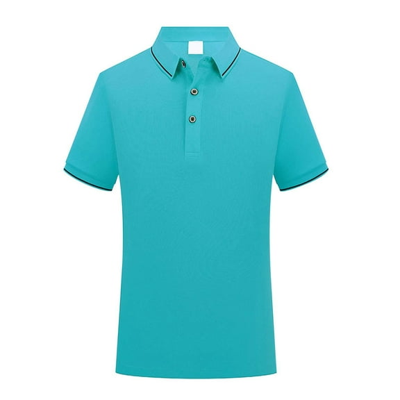 JTieacloth Mens Collared T Shirt Short Sleeve Collar Shirt Blue L