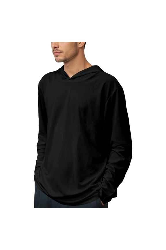 Mens Compression Cold Gear Long Sleeve Hooded Workout Shirt Athletic Performance Top Wicking Gym Tee For Running Training Fitness