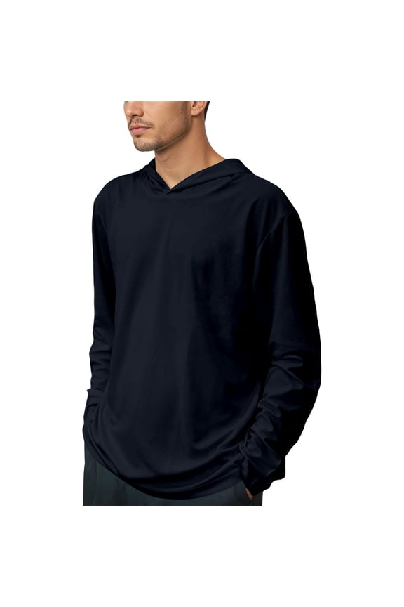 Mens Compression Cold Gear Long Sleeve Hooded Workout Shirt Athletic Performance Top Wicking Gym Tee For Running Training Fitness