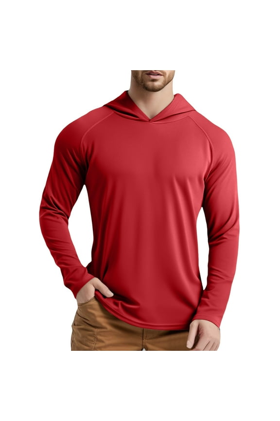 Mens Compression T Shirt Men's Hoodie UPF 50+ Hoodie Long Sleeve Quick Drying Lightweight Outdoor Shirt With Hood