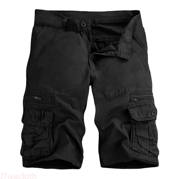 JTieacloth Mens Cotton Overalls Shorts Cotton Shorts Pocket Leisure Exercise Mens Shorts Without Belts Mens Loose Cargo Shorts Black