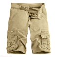 thumbnail image 1 of JTieacloth Mens Cotton Overalls Shorts Cotton Shorts Pocket Leisure Exercise Mens Shorts Without Belts Mens Loose Cargo Shorts Yellow, 1 of 7