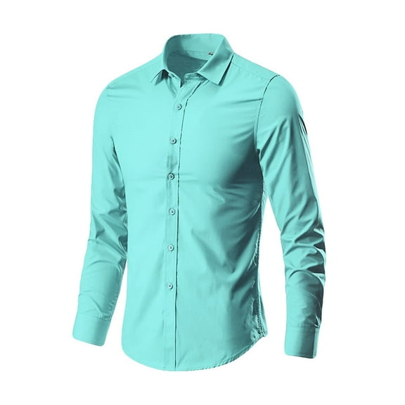 JTieacloth Mens Dress Shirts Long Sleeve -Free Stretch Shirts Solid Color Formal Button Down Shirt Green