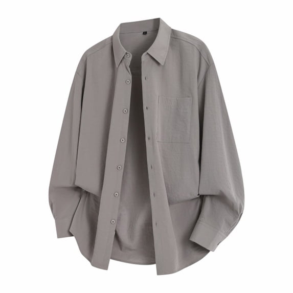 JTieacloth Mens Dress Shirts Men's Casual Long Sleeve Linen Shirt For Everyday Wear Relaxed Fit Button Perfect For Spring Summer And Fall Gray