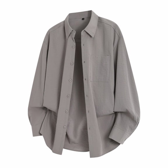 JTieacloth Mens Dress Shirts Men's Casual Long Sleeve Linen Shirt For Everyday Wear Relaxed Fit Button Perfect For Spring Summer And Fall Gray