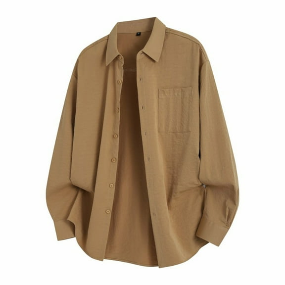 JTieacloth Mens Dress Shirts Men's Casual Long Sleeve Linen Shirt For Everyday Wear Relaxed Fit Button Perfect For Spring Summer And Fall Yellow