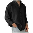 thumbnail image 1 of JTieacloth Mens Dress Shirts Men's Wash Button Long Sleeve Shirt Solid Color Comfortable And Generous Black, 1 of 6