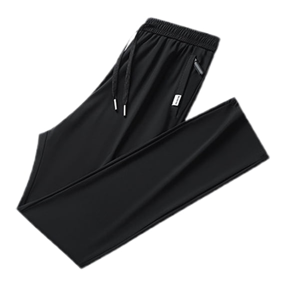 JTieacloth Mens Elastic Waist Pants Men Unisex Stretch Quick Drying Pants Casual Elastic Waist Drawstring Stretch Pants Black