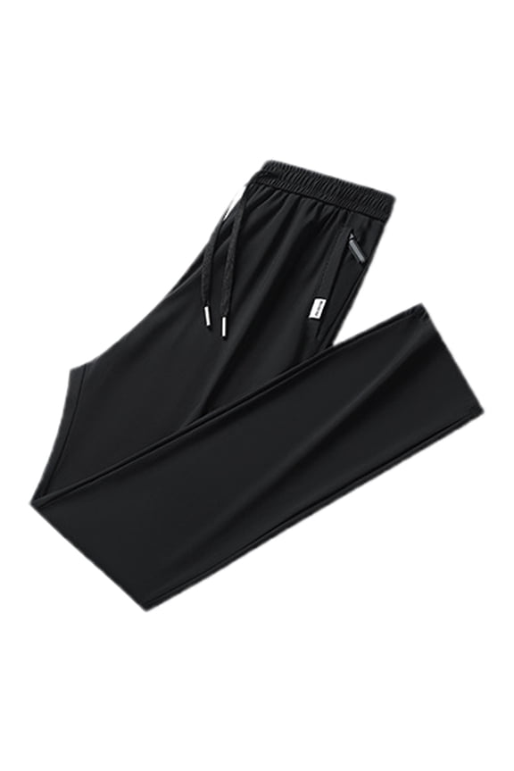 Mens Elastic Waist Pants Men Unisex Stretch Quick Drying Pants Casual Elastic Waist Drawstring Stretch Pants Black
