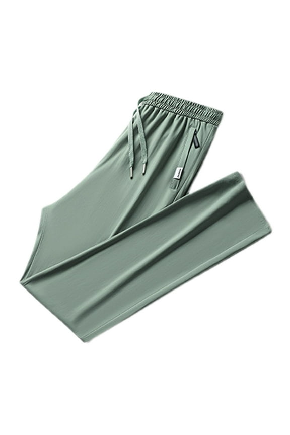 Mens Elastic Waist Pants Men Unisex Stretch Quick Drying Pants Casual Elastic Waist Drawstring Stretch Pants Green