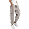thumbnail image 1 of JTieacloth Mens Elastic Waist Pants Men's Overalls Jogging Pants Casual Pants Draw Rope Elastic Waist Sports Outdoor Running Street Wear Tracksuit Pants Gray, 1 of 6