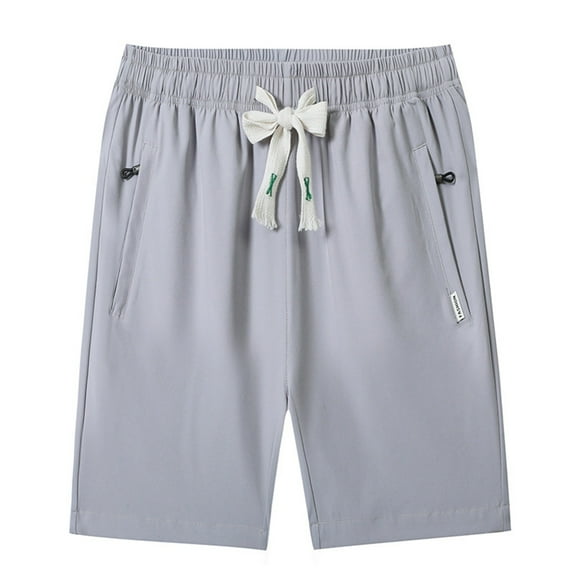 JTieacloth Mens Elastic Waist Shorts Men's Casual Shorts Summer Comfortable Loose Fit Elastic Waist Breathable Outdoor Sports Short Pants With Zipper Pockets For Daily Wear,Gray