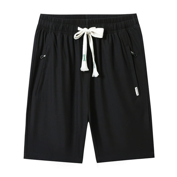 JTieacloth Mens Elastic Waist Shorts Men's Casual Shorts Summer Comfortable Loose Fit Elastic Waist Breathable Outdoor Sports Short Pants With Zipper Pockets For Daily Wear,Black