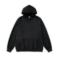 thumbnail image 1 of JTieacloth Mens Hooded Sweatshirt Men's Long Sleeve Hooded Sweatshirt Casual Solid Holiday Hoodie Pullover Tops Black, 1 of 3