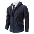 thumbnail image 1 of JTieacloth Mens Knitted Sweaters Men Casual Loose And Versatile Hooded Sweater European And Round Neck Zippered Cardigan Long Sleeved Knit Sweater(Blue), 1 of 5