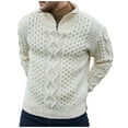thumbnail image 1 of JTieacloth Mens Knitted Sweaters Men's Quarter Zip Sweater Zip Up Pullover Knit Turtleneck(White), 1 of 5
