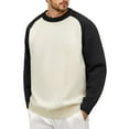 thumbnail image 1 of JTieacloth Mens Knitted Sweaters Men's Sweater Coat Raglan Sleeve Color Block Knit Long Sleeve Pullover Casual Warm Winter Outwear Comfortable Soft Yarn Fashion Top(Black), 1 of 5