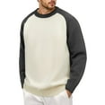 thumbnail image 1 of JTieacloth Mens Knitted Sweaters Men's Sweater Coat Raglan Sleeve Color Block Knit Long Sleeve Pullover Casual Warm Winter Outwear Comfortable Soft Yarn Fashion Top(Gray), 1 of 5