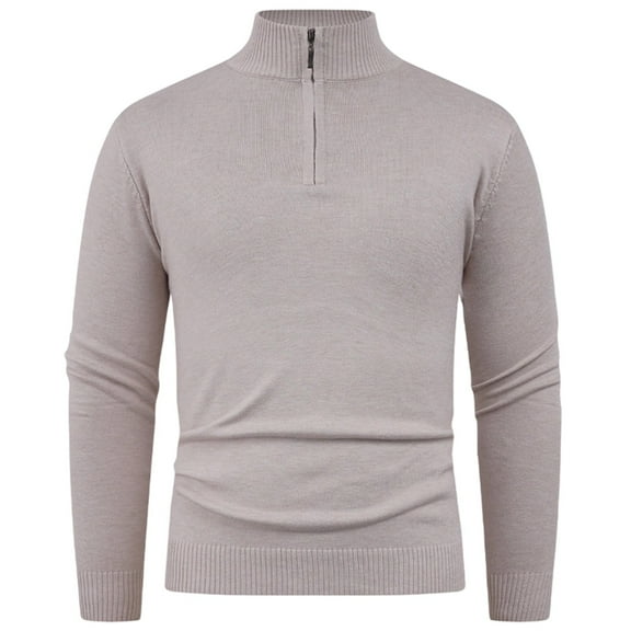 JTieacloth Mens Knitted Sweaters Winter Knit Sweater Coat With Zipper Semi High Neck Long Sleeve Pullover Casual Warm Soft Comfortable For Cold Weather(Yellow)