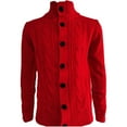 thumbnail image 1 of JTieacloth Mens Lightweight Sweaters Male Autumn And Winter Sweater Jacket Cardigan Button Solid Color Long Sleeve Standing Collar Jacquard Casual Sweater(Red), 1 of 4