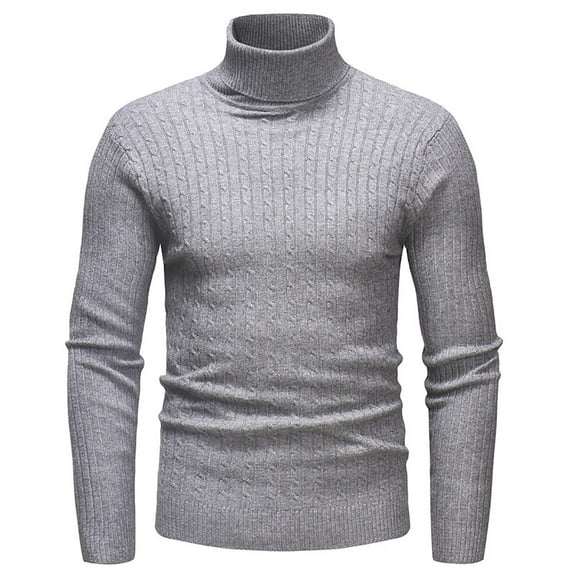 JTieacloth Mens Lightweight Sweaters Men Solid Color High Neck Dough Sweater Casual Loose Fashion Comfortable Trend Business Sweater(Gray)