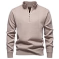 thumbnail image 1 of JTieacloth Mens Lightweight Sweaters Winter Stand Collar Zip Up Fleece Lined Slim Fit Knit Sweater Jacket Warm Casual Outwear Pullover Top(Beige), 1 of 4