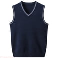 thumbnail image 1 of JTieacloth Mens Lightweight Vests Winter Sleeveless Knit Sweater Vest Solid Color Business Casual Layering Piece For Wear(Blue,XXXL), 1 of 3