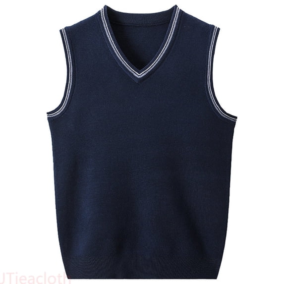 JTieacloth Mens Lightweight Vests Winter Sleeveless Knit Sweater Vest Solid Color Business Casual Layering Piece For Wear(Blue,XXXL)