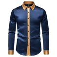 thumbnail image 1 of JTieacloth Mens Linen Shirts Men Fashion Casual Top Shirt Comfortable Button Shirt Top Long Sleeve Top Blue, 1 of 6