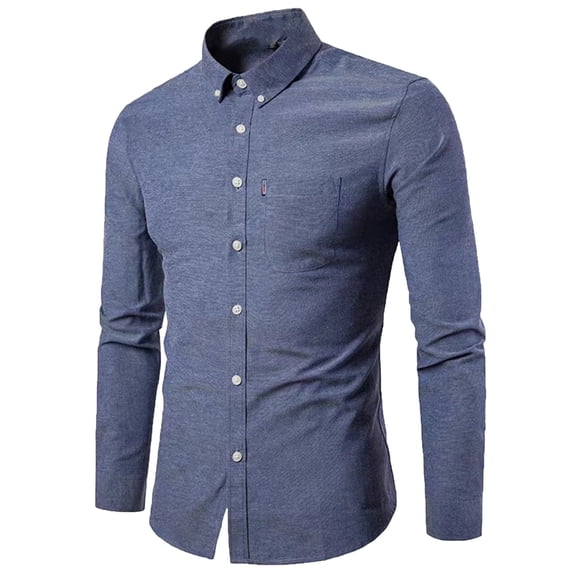 JTieacloth Mens Linen Shirts New Woven Long Sleeve Shirt Men's Shirt Ironing Slim Solid Color Casual Men's Wear Gray