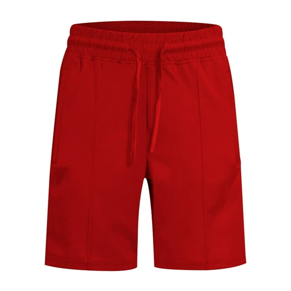 JTieacloth Mens Linen Shorts Summer Men'S Casual Shorts Solid Color Shorts Fashion Slim Five Pants Beach Shorts,Red