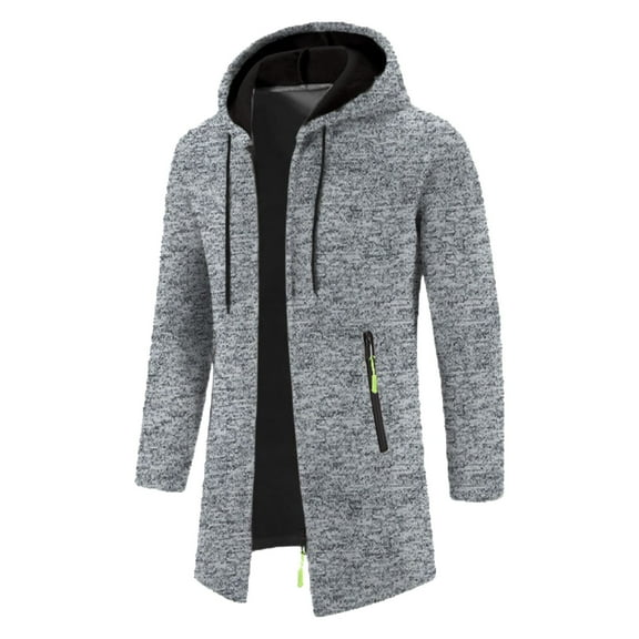 JTieacloth Mens Long Cardigan Sweater Jacket Zipper Open Front Lightweight Hooded Sweater with Pockets