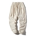 thumbnail image 1 of JTieacloth Mens Long Pants Summer Men's Solid Color Large Size Loose Cotton Linen Nine Minute Pants Harlan Pants Casual Pants White, 1 of 4